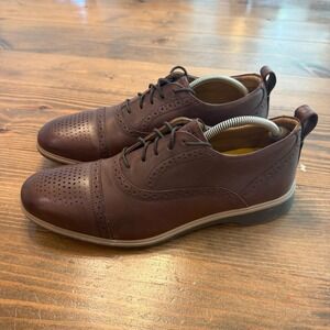 Amberjack The Cap Toe Chestnut Oxford Brogue Dress Shoe Leather Comfort 12.5W